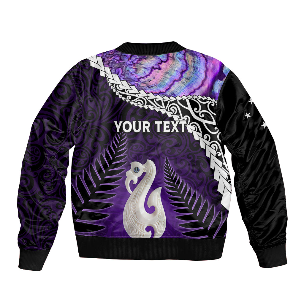 Personalised New Zealand Maori Bomber Jacket Manaia Paua Shell Purple LT7 - Polynesian Pride