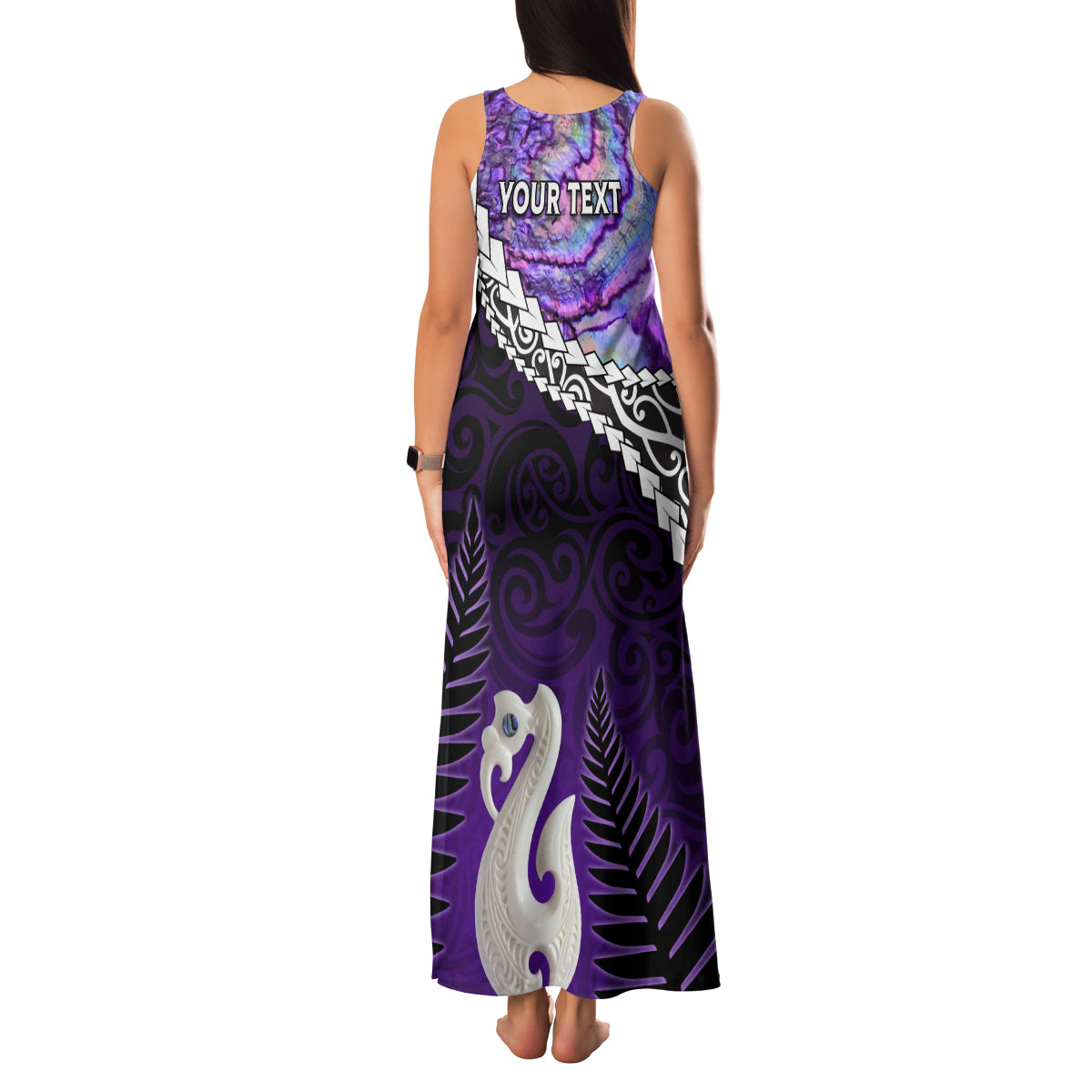 Personalised New Zealand Maori Family Matching Tank Maxi Dress and Hawaiian Shirt Manaia Paua Shell Purple LT7 - Polynesian Pride