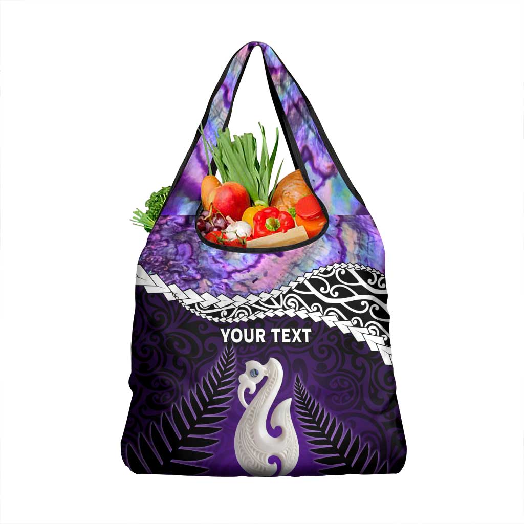 Personalised New Zealand Maori Grocery Bag Manaia Paua Shell Purple