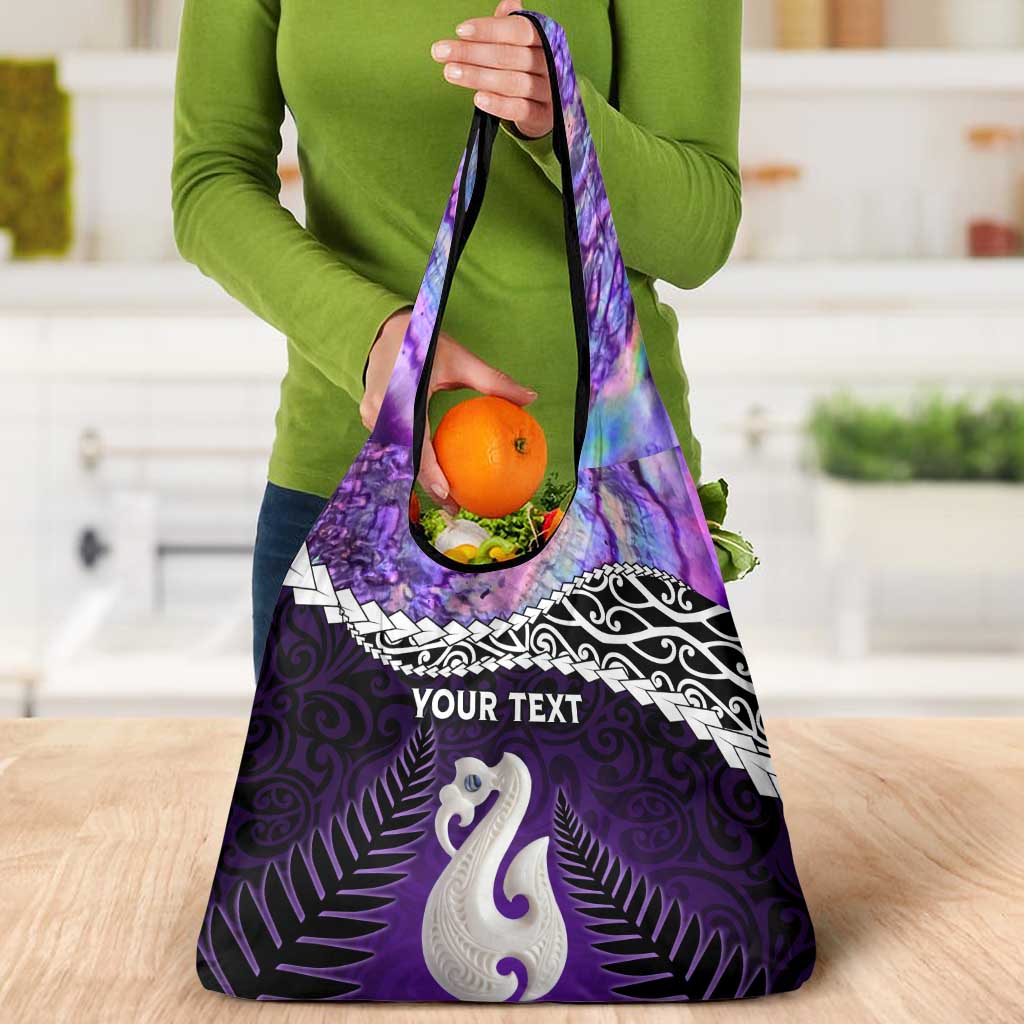Personalised New Zealand Maori Grocery Bag Manaia Paua Shell Purple