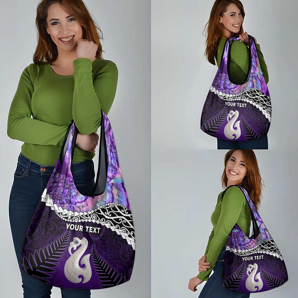 Personalised New Zealand Maori Grocery Bag Manaia Paua Shell Purple