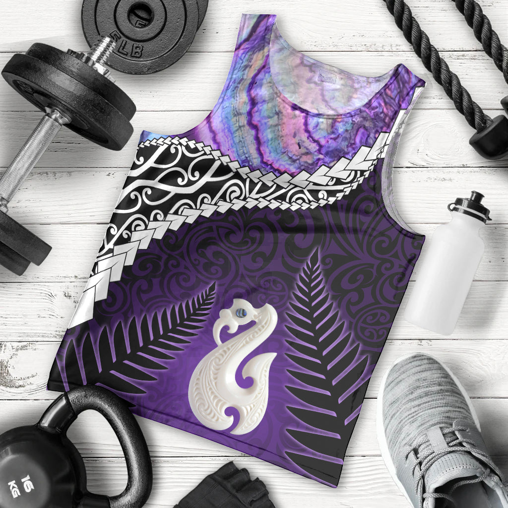 Personalised New Zealand Maori Men Tank Top Manaia Paua Shell Purple LT7 - Polynesian Pride