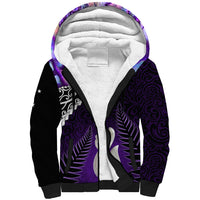 Personalised New Zealand Maori Sherpa Hoodie Manaia Paua Shell Purple LT7 Unisex Purple - Polynesian Pride