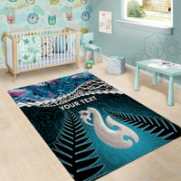 Personalised New Zealand Maori Area Rug Manaia Paua Shell Turquoise LT7 - Polynesian Pride