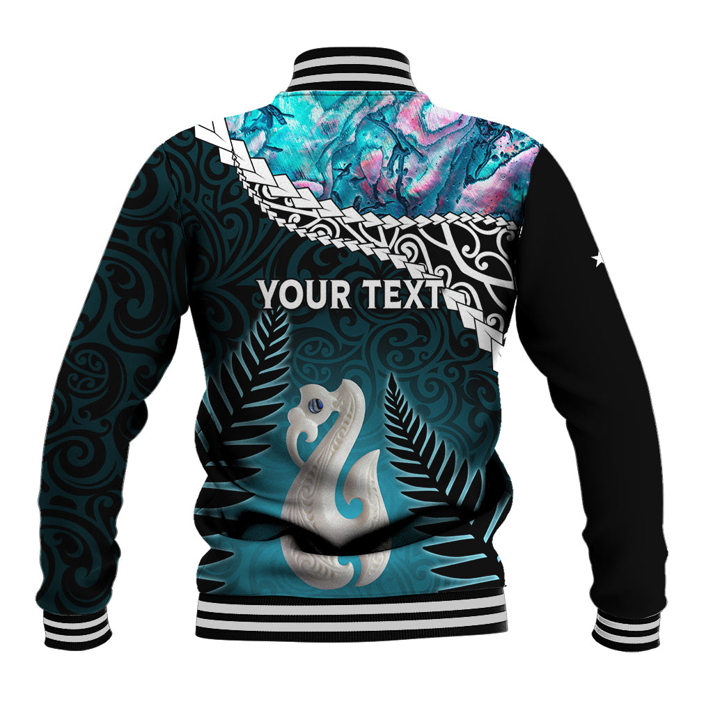 Personalised New Zealand Maori Baseball Jacket Manaia Paua Shell Turquoise LT7 - Polynesian Pride
