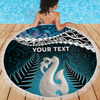 Personalised New Zealand Maori Beach Blanket Manaia Paua Shell Turquoise LT7 - Polynesian Pride