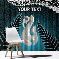 Personalised New Zealand Maori Window Curtain Manaia Paua Shell Turquoise LT7 - Polynesian Pride