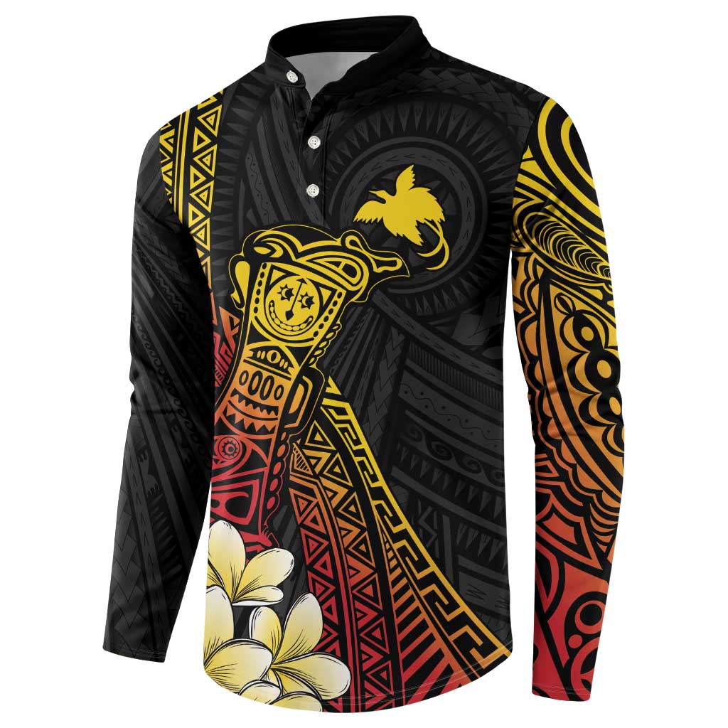 Personalized Papua New Guinea Button Sweatshirt Kundu Drum Carving Motifs