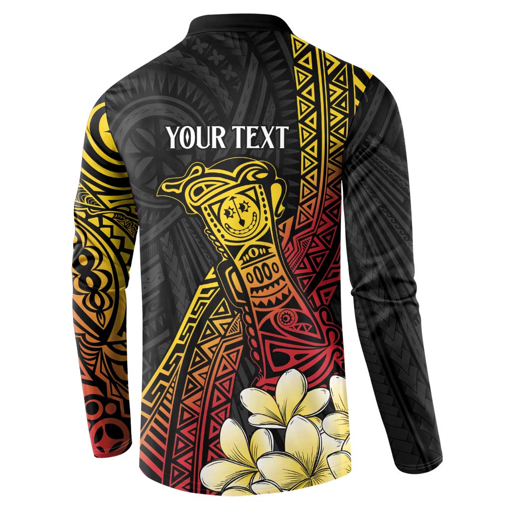 Personalized Papua New Guinea Button Sweatshirt Kundu Drum Carving Motifs