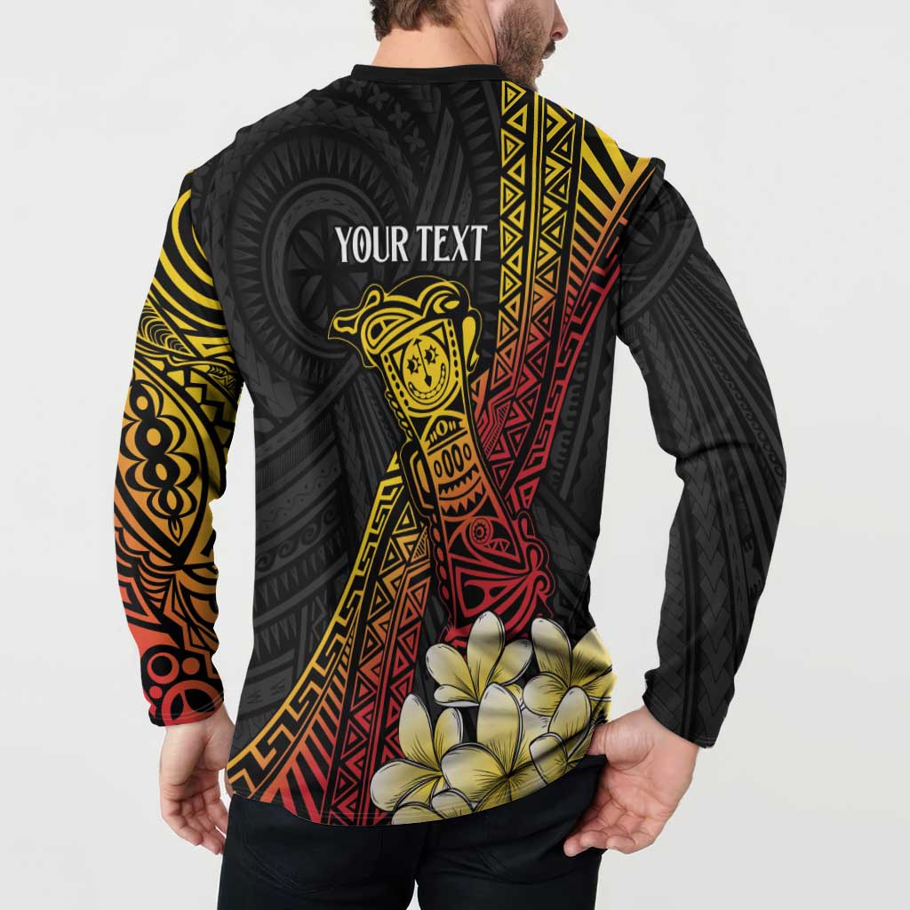 Personalized Papua New Guinea Button Sweatshirt Kundu Drum Carving Motifs