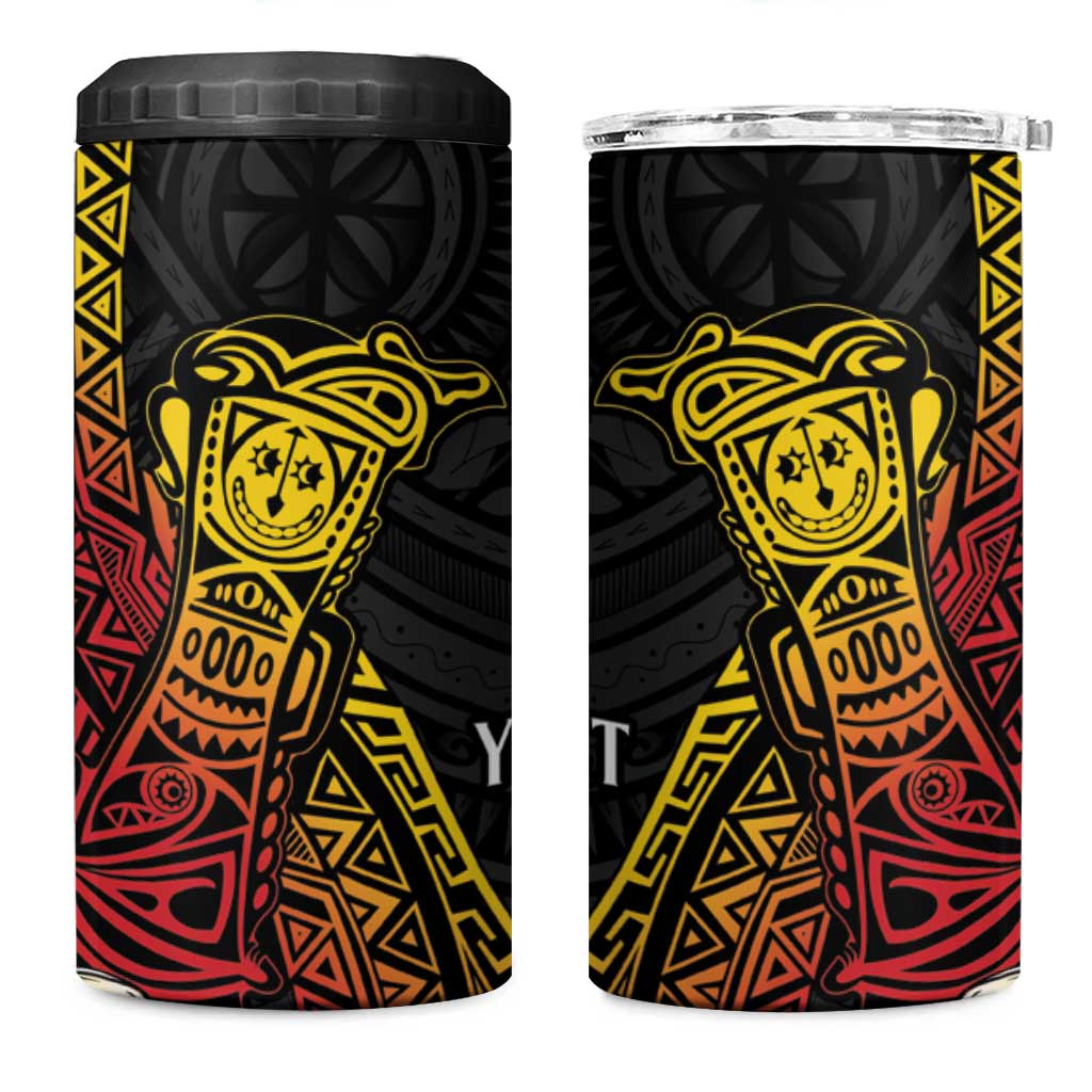 Personalized Papua New Guinea 4 in 1 Can Cooler Tumbler Kundu Drum Carving Motifs