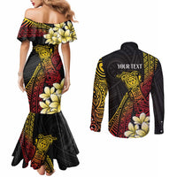 Personalized Papua New Guinea Couples Matching Mermaid Dress and Long Sleeve Button Shirt Kundu Drum Carving Motifs