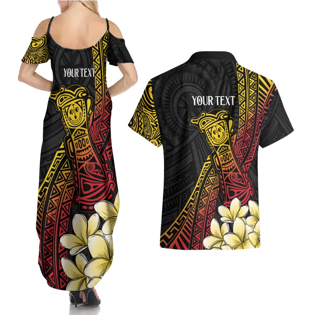 Personalized Papua New Guinea Couples Matching Summer Maxi Dress and Hawaiian Shirt Kundu Drum Carving Motifs
