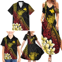 Personalized Papua New Guinea Family Matching Summer Maxi Dress and Hawaiian Shirt Kundu Drum Carving Motifs