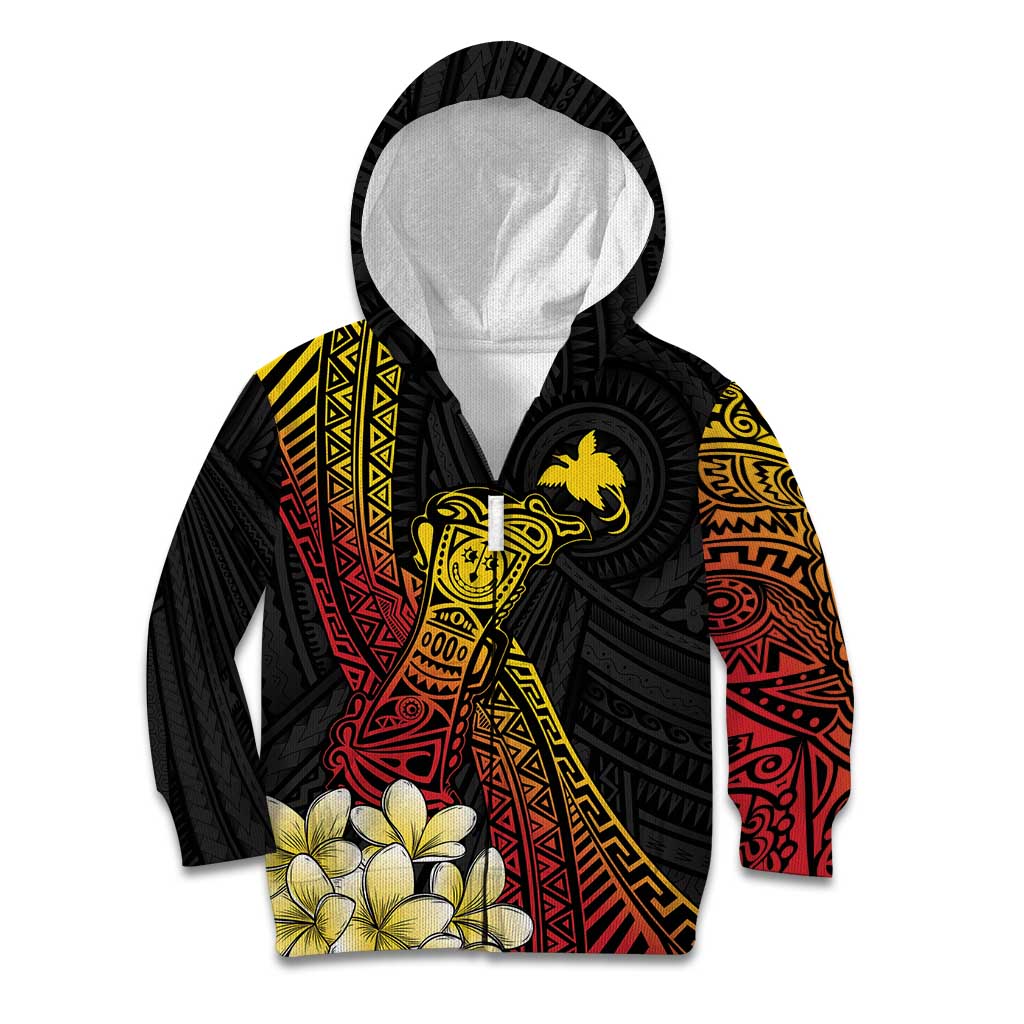 Personalized Papua New Guinea Kid Hoodie Kundu Drum Carving Motifs LT7 Zip Hoodie Black - Polynesian Pride