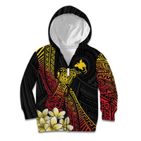 Personalized Papua New Guinea Kid Hoodie Kundu Drum Carving Motifs LT7 Zip Hoodie Black - Polynesian Pride