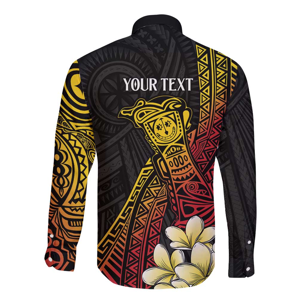 Personalized Papua New Guinea Long Sleeve Button Shirt Kundu Drum Carving Motifs