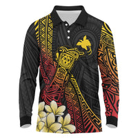 Personalized Papua New Guinea Long Sleeve Polo Shirt Kundu Drum Carving Motifs