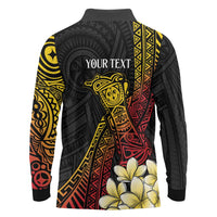 Personalized Papua New Guinea Long Sleeve Polo Shirt Kundu Drum Carving Motifs