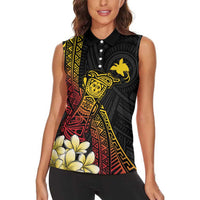 Personalized Papua New Guinea Women Sleeveless Polo Shirt Kundu Drum Carving Motifs