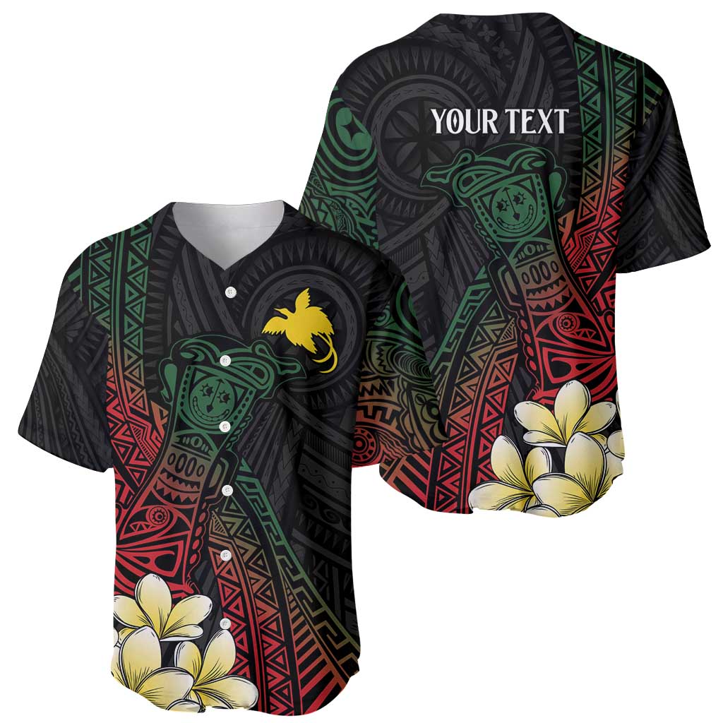 Personalized Papua New Guinea Baseball Jersey Kundu Drum Motifs - Sepik Colors LT7 - Polynesian Pride