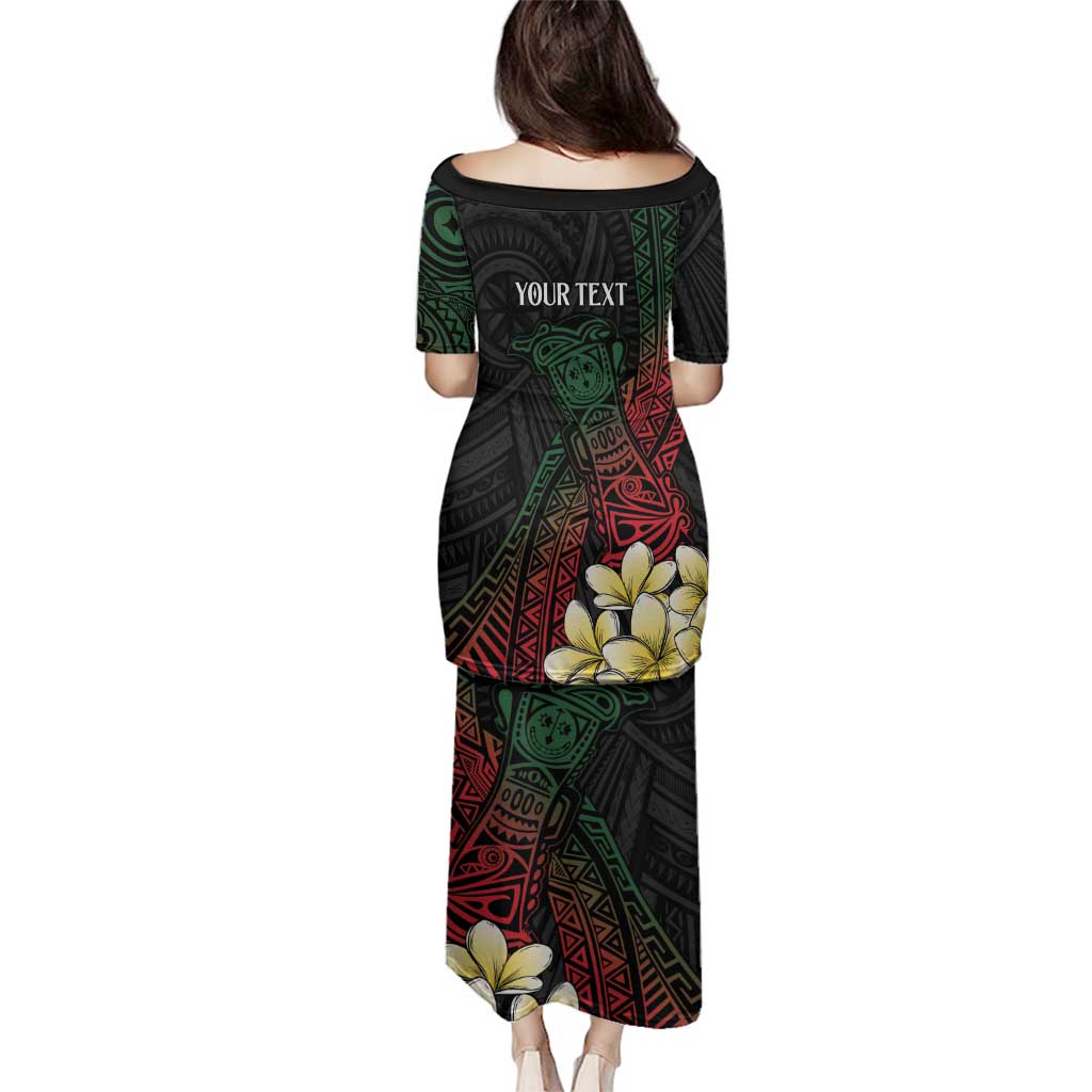 Personalized Papua New Guinea Family Matching Puletasi and Hawaiian Shirt Kundu Drum Motifs - Sepik Colors