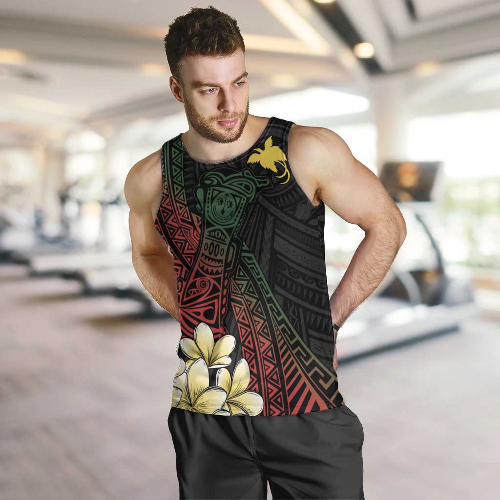 Personalized Papua New Guinea Men Tank Top Kundu Drum Motifs - Sepik Colors