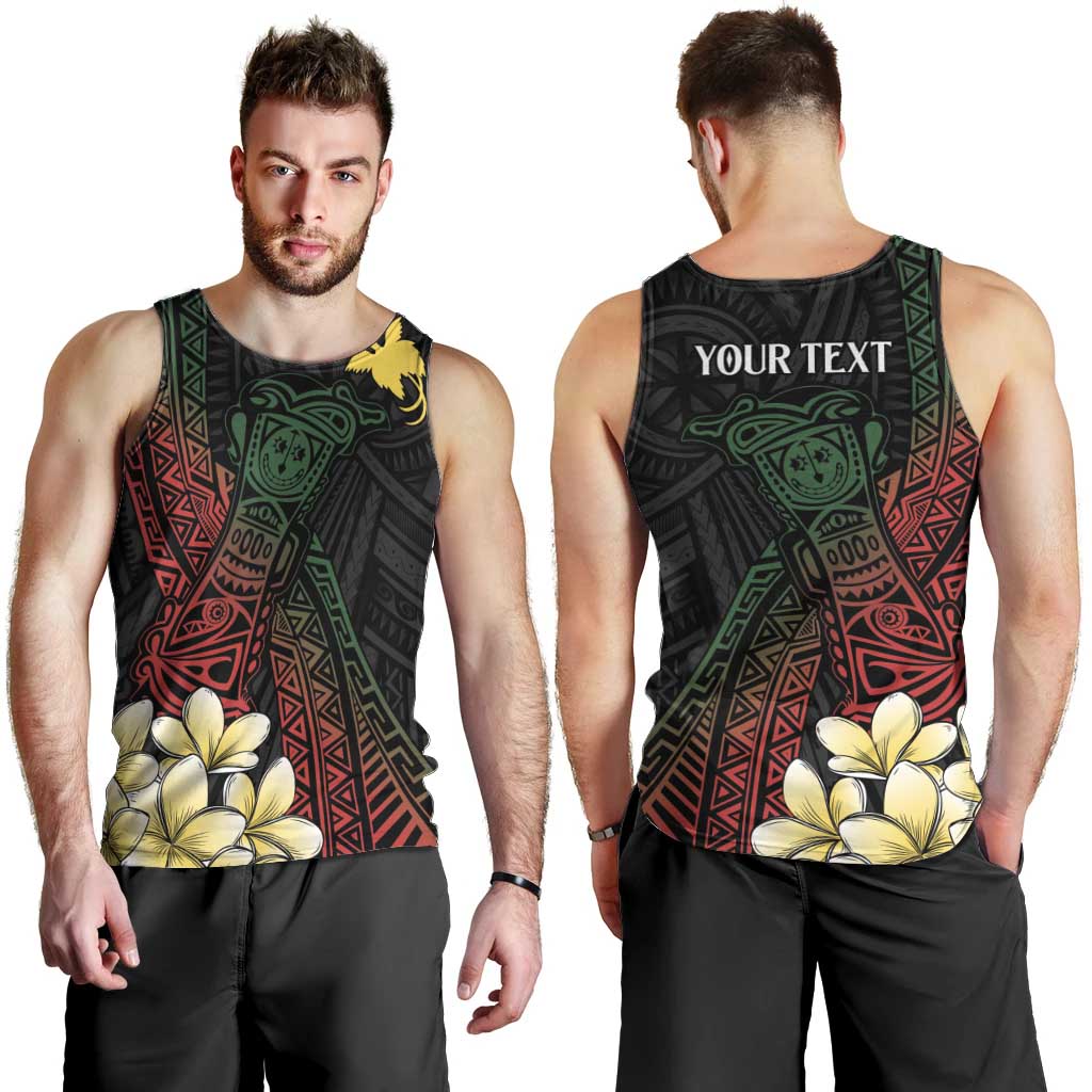 Personalized Papua New Guinea Men Tank Top Kundu Drum Motifs - Sepik Colors