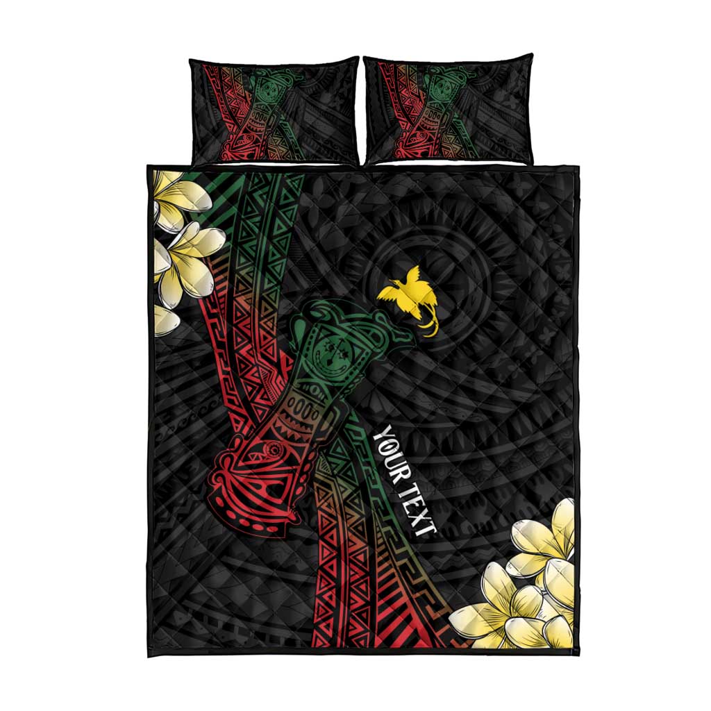 Personalized Papua New Guinea Quilt Bed Set Kundu Drum Motifs - Sepik Colors