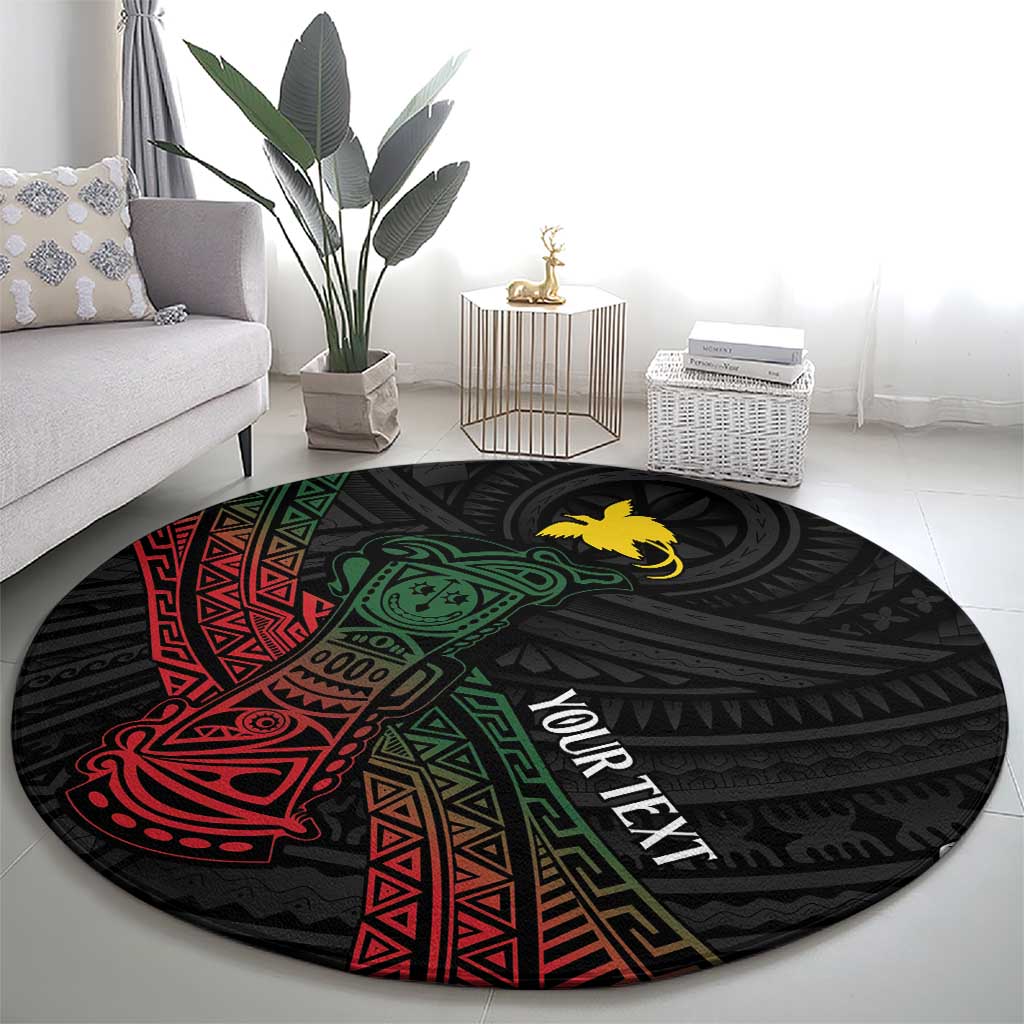 Personalized Papua New Guinea Round Carpet Kundu Drum Motifs - Sepik Colors LT7 - Polynesian Pride