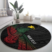 Personalized Papua New Guinea Round Carpet Kundu Drum Motifs - Sepik Colors LT7 - Polynesian Pride