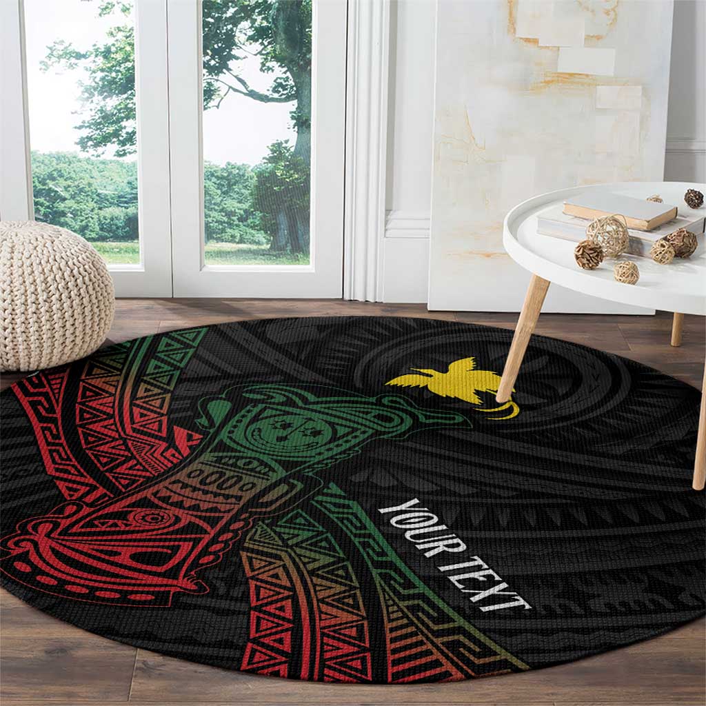 Personalized Papua New Guinea Round Carpet Kundu Drum Motifs - Sepik Colors LT7 - Polynesian Pride