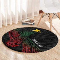 Personalized Papua New Guinea Round Carpet Kundu Drum Motifs - Sepik Colors LT7 - Polynesian Pride