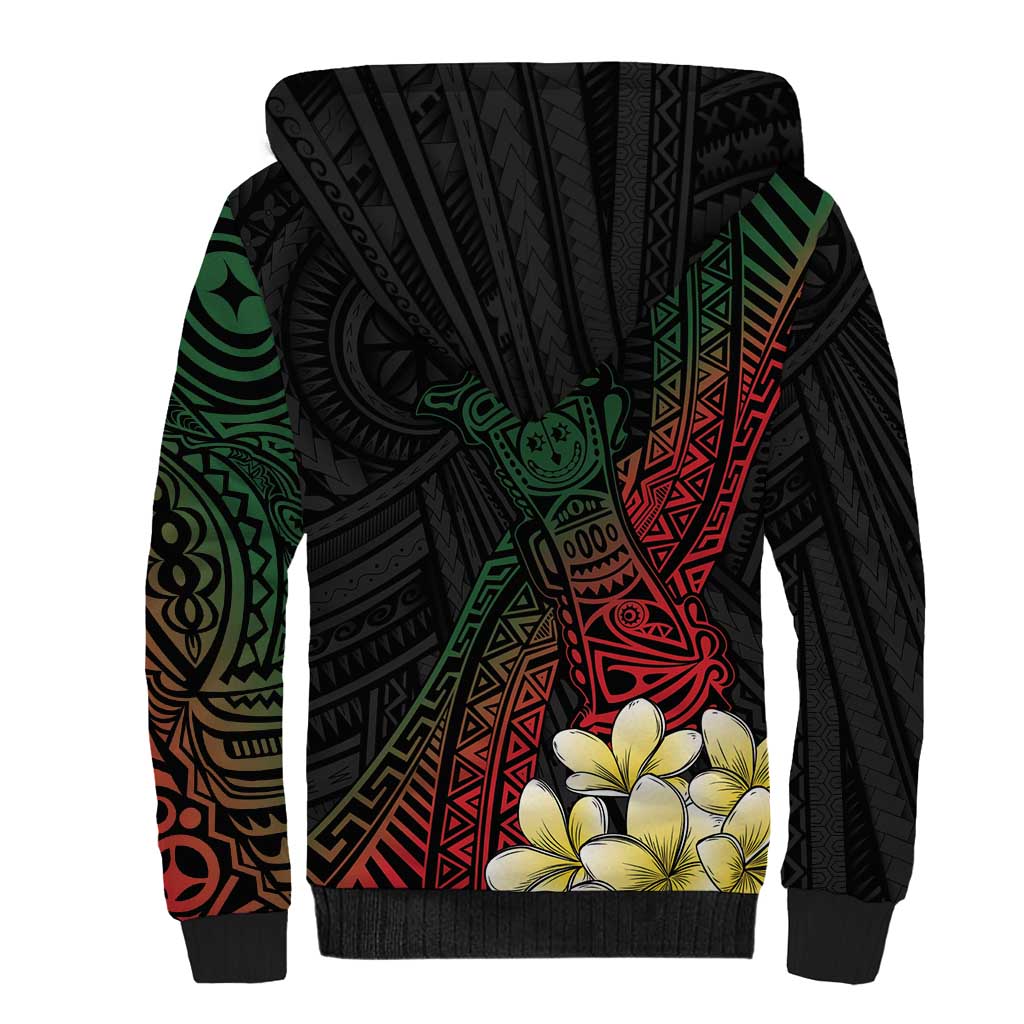 Personalized Papua New Guinea Sherpa Hoodie Kundu Drum Motifs - Sepik Colors