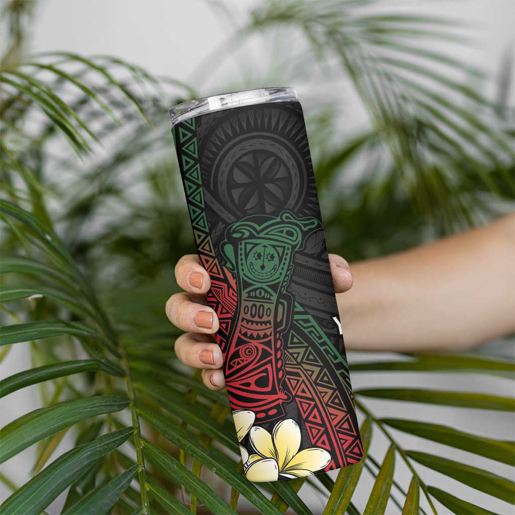 Personalized Papua New Guinea Skinny Tumbler Kundu Drum Motifs - Sepik Colors