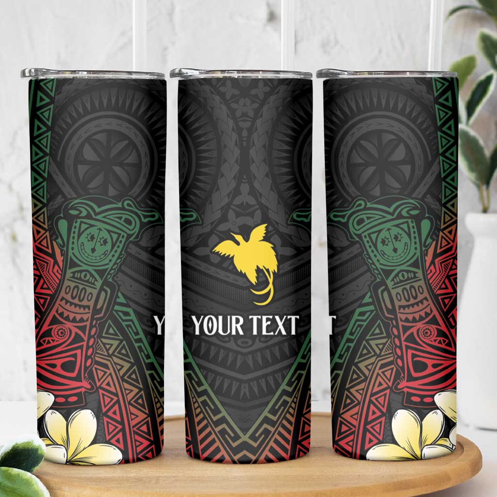 Personalized Papua New Guinea Skinny Tumbler Kundu Drum Motifs - Sepik Colors