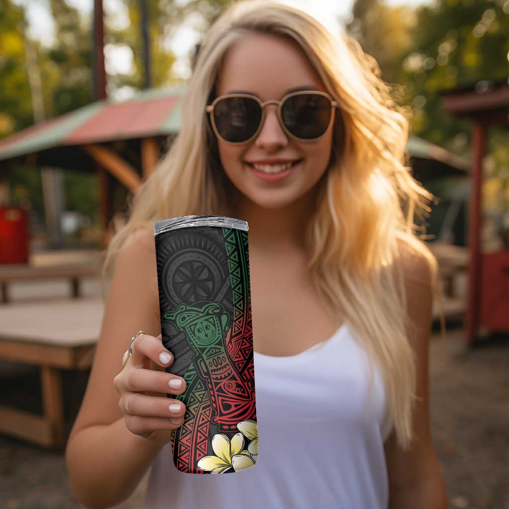 Personalized Papua New Guinea Skinny Tumbler Kundu Drum Motifs - Sepik Colors