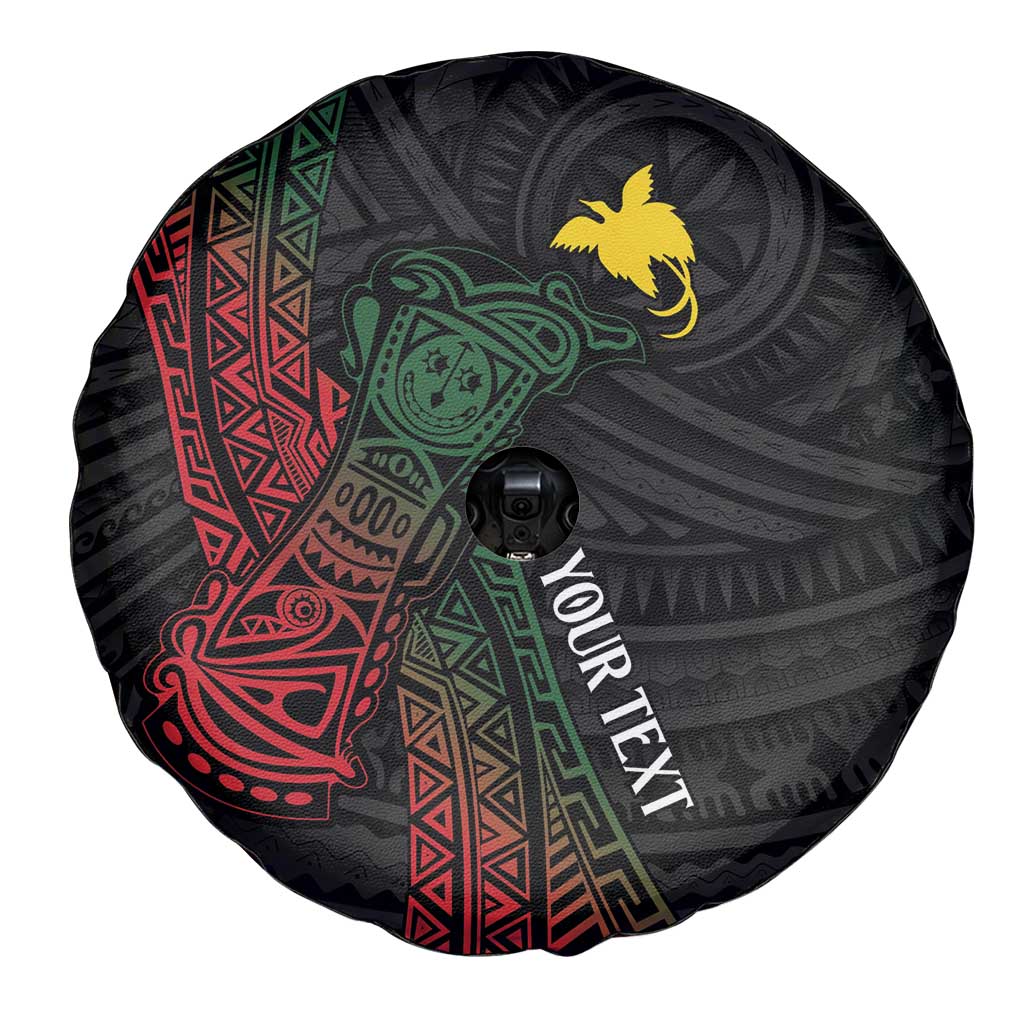 Personalized Papua New Guinea Spare Tire Cover Kundu Drum Motifs - Sepik Colors