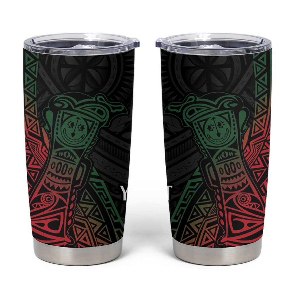 Personalized Papua New Guinea Tumbler Cup Kundu Drum Motifs - Sepik Colors