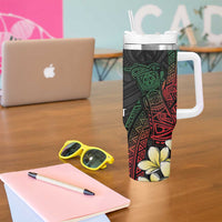 Personalized Papua New Guinea Tumbler With Handle Kundu Drum Motifs - Sepik Colors