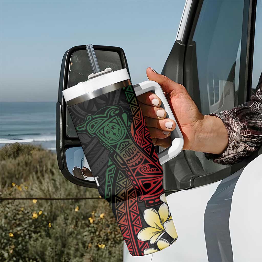 Personalized Papua New Guinea Tumbler With Handle Kundu Drum Motifs - Sepik Colors