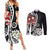 Bula Fiji Tagimaucia Mix Plumeria Masi Tapa Couples Matching Summer Maxi Dress and Long Sleeve Button Shirt Black LT7 Black - Polynesian Pride