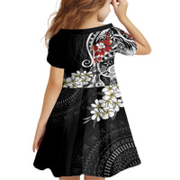 Bula Fiji Tagimaucia Mix Plumeria Masi Tapa Family Matching Off Shoulder Short Dress and Hawaiian Shirt Black LT7 - Polynesian Pride