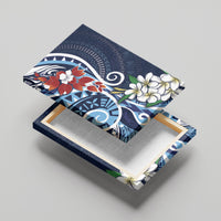 Bula Fiji Tagimaucia Mix Plumeria Masi Tapa Canvas Wall Art Blue