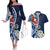 Bula Fiji Tagimaucia Mix Plumeria Masi Tapa Couples Matching Off The Shoulder Long Sleeve Dress and Hawaiian Shirt Blue LT7 Blue - Polynesian Pride