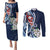 Bula Fiji Tagimaucia Mix Plumeria Masi Tapa Couples Matching Puletasi and Long Sleeve Button Shirt Blue LT7 Blue - Polynesian Pride