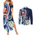 Bula Fiji Tagimaucia Mix Plumeria Masi Tapa Couples Matching Summer Maxi Dress and Long Sleeve Button Shirt Blue LT7 Blue - Polynesian Pride