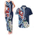 Bula Fiji Tagimaucia Mix Plumeria Masi Tapa Couples Matching Tank Maxi Dress and Hawaiian Shirt Blue LT7 Blue - Polynesian Pride