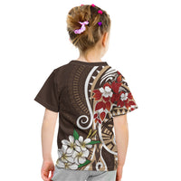 Bula Fiji Tagimaucia Mix Plumeria Masi Tapa Kid T Shirt Brown LT7 - Polynesian Pride