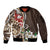 Bula Fiji Tagimaucia Mix Plumeria Masi Tapa Sleeve Zip Bomber Jacket Brown LT7 Unisex Brown - Polynesian Pride